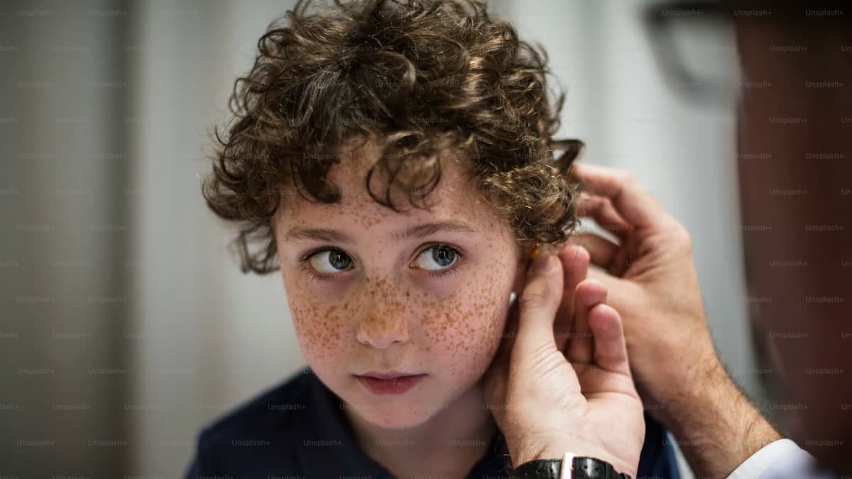 Ouder praat met kind over gehoorproblemen en onderzoek