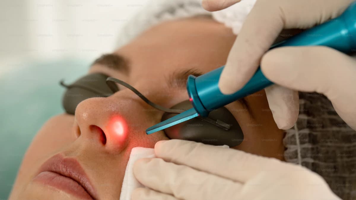 Patient bespreekt rosacea, pigmentvlekken en laserbehandeling met dermatoloog