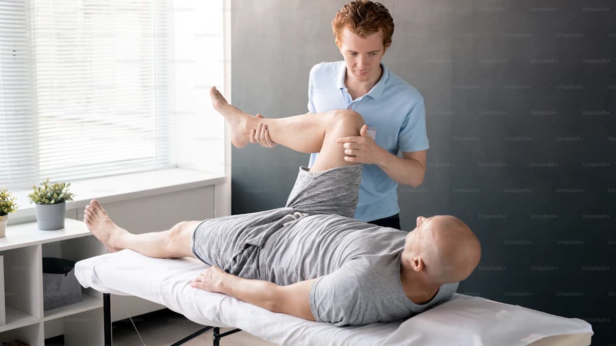 Patient doet fysiotherapie-oefeningen thuis